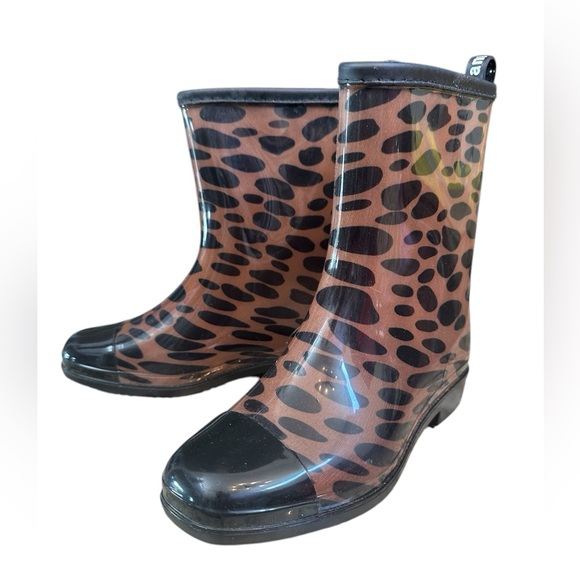 Sz 37 (7) Sanmm rain boots waterproof boots galoshes leopard print new spring - Picture 4 of 9
